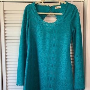 Beautiful Lace Detailed Deep Turquoise Dress